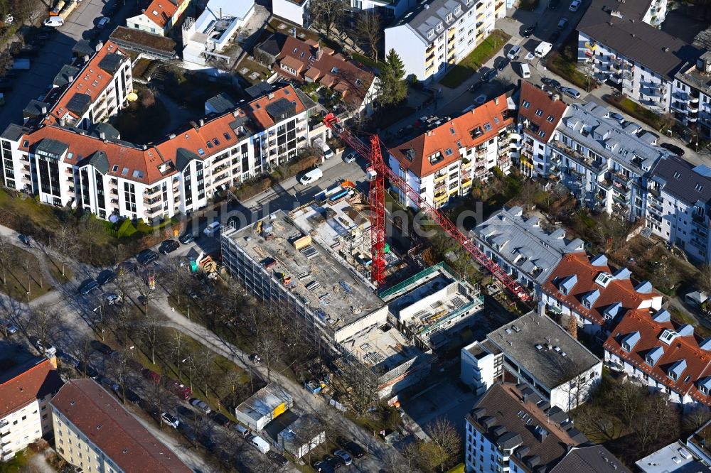 München von oben - Baustelle zum Neubau eines Wohnhauses Westpark Quartier im Ortsteil Sendling-Westpark in München im Bundesland Bayern, Deutschland