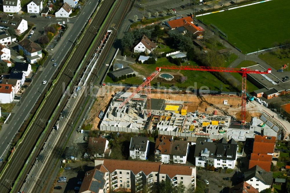 Luftbild Mühlheim am Main - Baustelle zum Neubau eines Wohnhauses Am Wingertsweg im Ortsteil Markwald in Mühlheim am Main im Bundesland Hessen, Deutschland