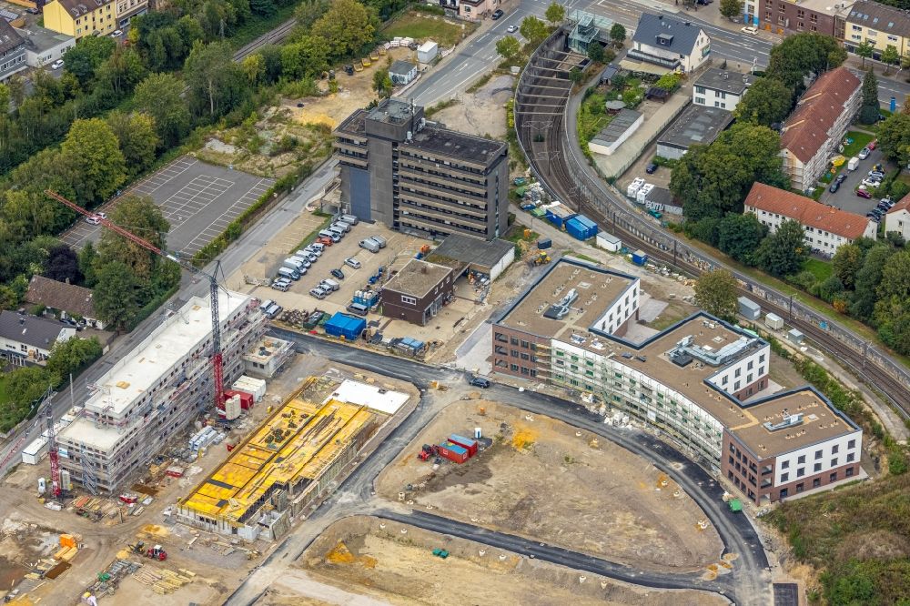 Dortmund von oben - Baustelle zum Neubau eines Wohnhauses Wohnen am Hombrucher Bogen im Ortsteil Zechenplatz in Dortmund im Bundesland Nordrhein-Westfalen, Deutschland