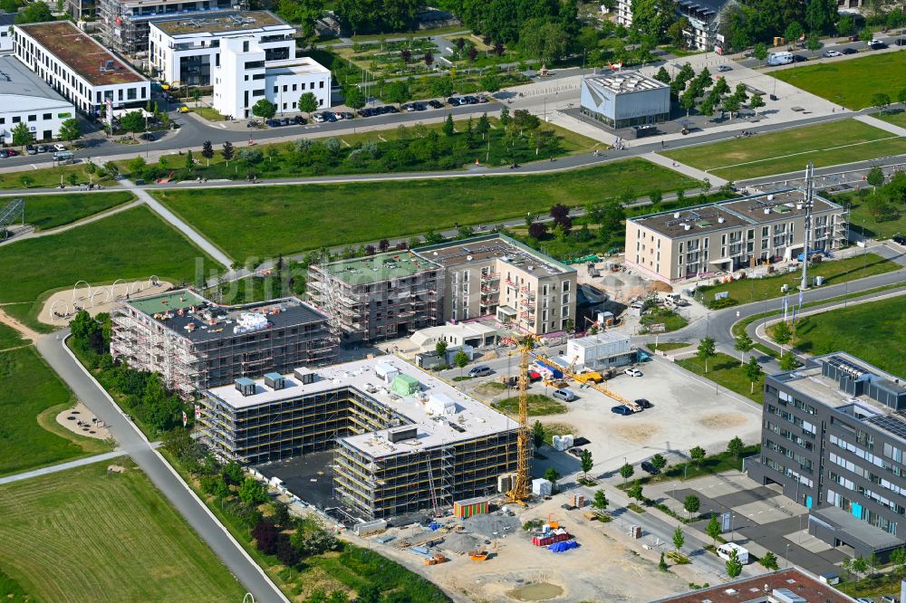 Luftbild Würzburg - Baustelle zum Neubau eines Wohnhauses im Wohngebiet Hubland in Würzburg im Bundesland Bayern, Deutschland