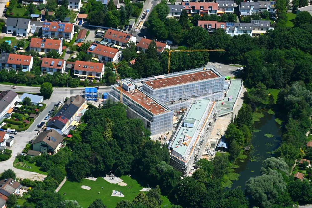 Luftaufnahme Olching - Baustelle zum Neubau eines Wohnhauses WohnGUT Olching in Olching im Bundesland Bayern, Deutschland