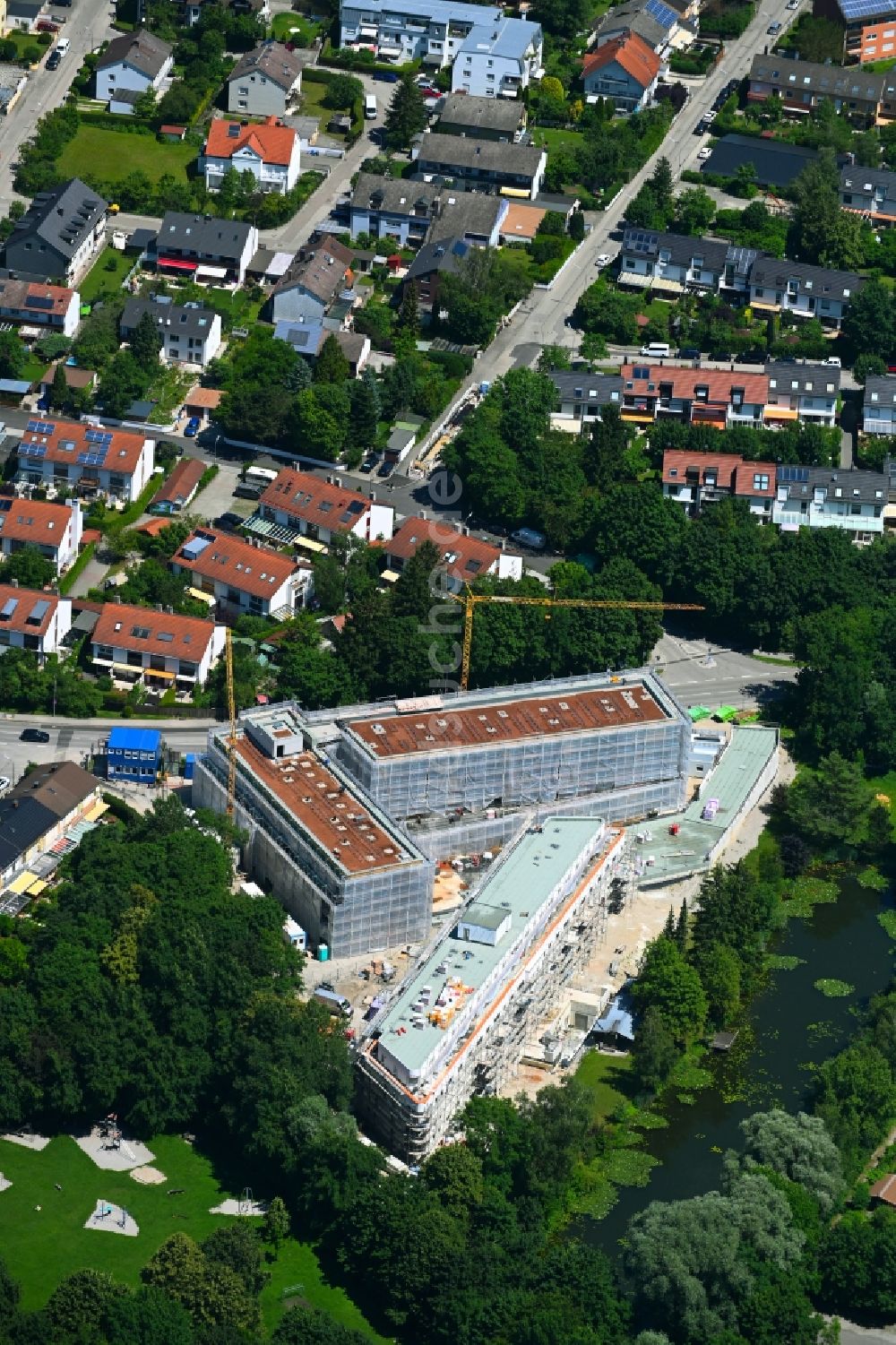 Olching von oben - Baustelle zum Neubau eines Wohnhauses WohnGUT Olching in Olching im Bundesland Bayern, Deutschland