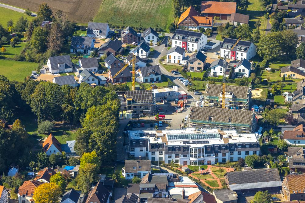 Luftbild Unna - Baustelle zum Neubau eines Wohnheim Wohnpflegeheim - Gebäude Pflegewohnanlage Haus am Hellweg in Unna im Bundesland Nordrhein-Westfalen, Deutschland