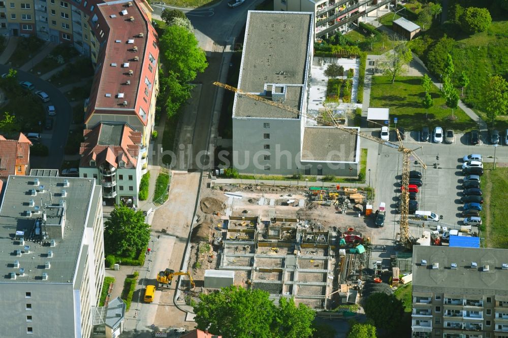 Sondershausen aus der Vogelperspektive: Baustelle zum Neubau eines Wohnheim Wohnpflegeheim - Gebäude in Sondershausen im Bundesland Thüringen, Deutschland