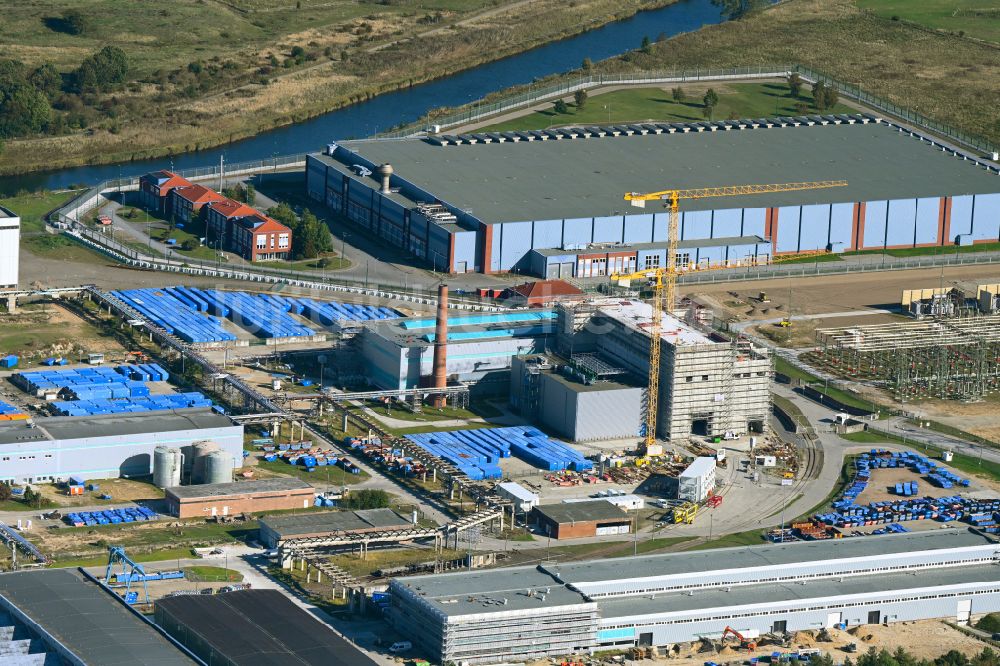Luftaufnahme Rubenow - Baustelle zum Neubau einer Zerlegehalle in Rubenow im Bundesland Mecklenburg-Vorpommern, Deutschland