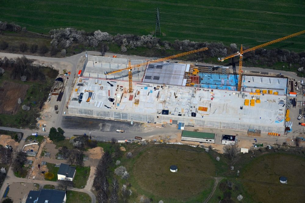 Luftaufnahme Lindenberg - Baustelle zum Neubau Zwischenpumpwerk ZPW in Lindenberg im Bundesland Brandenburg, Deutschland