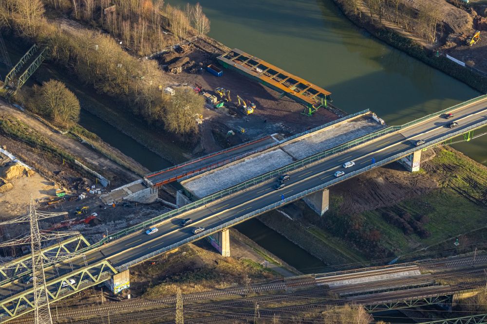 Luftbild Herne - Baustelle zum Sanierung und Instandsetzung des Autobahn- Brückenbauwerk in Herne im Bundesland Nordrhein-Westfalen, Deutschland