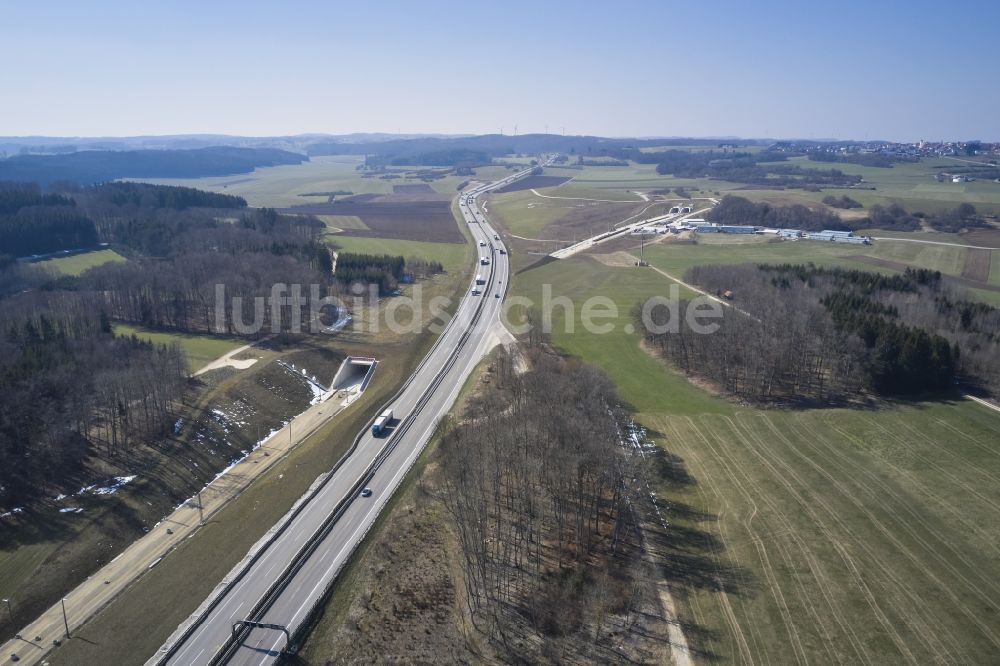 Luftbild Laichingen - Baustelle zum Schienen- Tunnel- Neubau Steinbühltunnel, Ostportal in Laichingen im Bundesland Baden-Württemberg, Deutschland