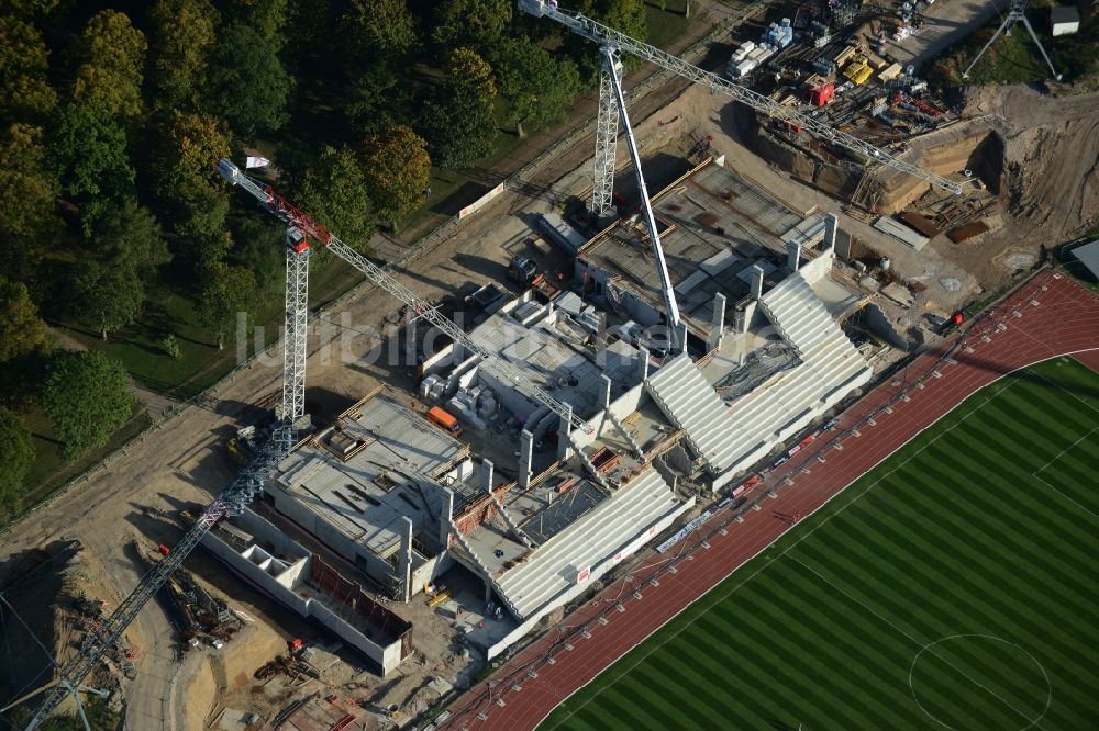 Luftbild Erfurt - Baustelle zum Umbau der Arena des Stadion Steigerwaldstadion in Erfurt im Bundesland Thüringen