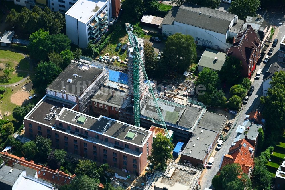 Luftaufnahme Hamburg - Baustelle zum Umbau und Ausbau des denkmalgeschützten Altbau- Gebäudes Große Freiheit in Hamburg, Deutschland