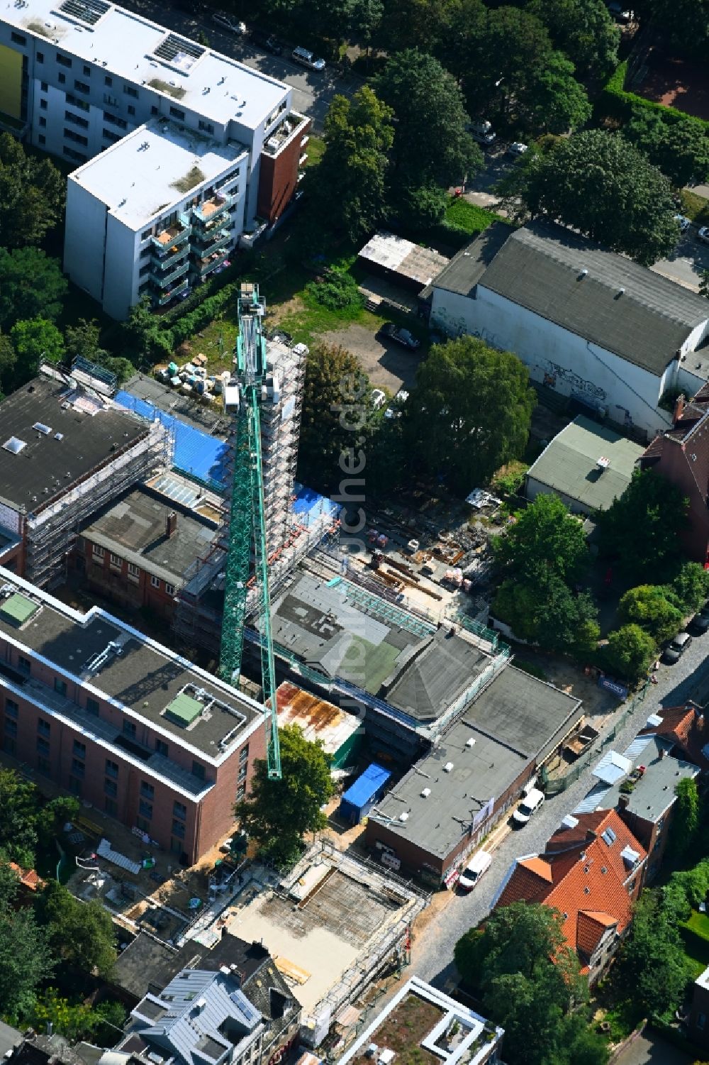 Hamburg von oben - Baustelle zum Umbau und Ausbau des denkmalgeschützten Altbau- Gebäudes Große Freiheit in Hamburg, Deutschland
