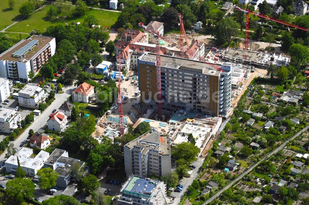 Luftbild Mainz - Baustelle zum Umbau des ehemaligen Hildgardis Krankenhauses zum Wohnquartier Hildegardis in Mainz im Bundesland Rheinland-Pfalz, Deutschland