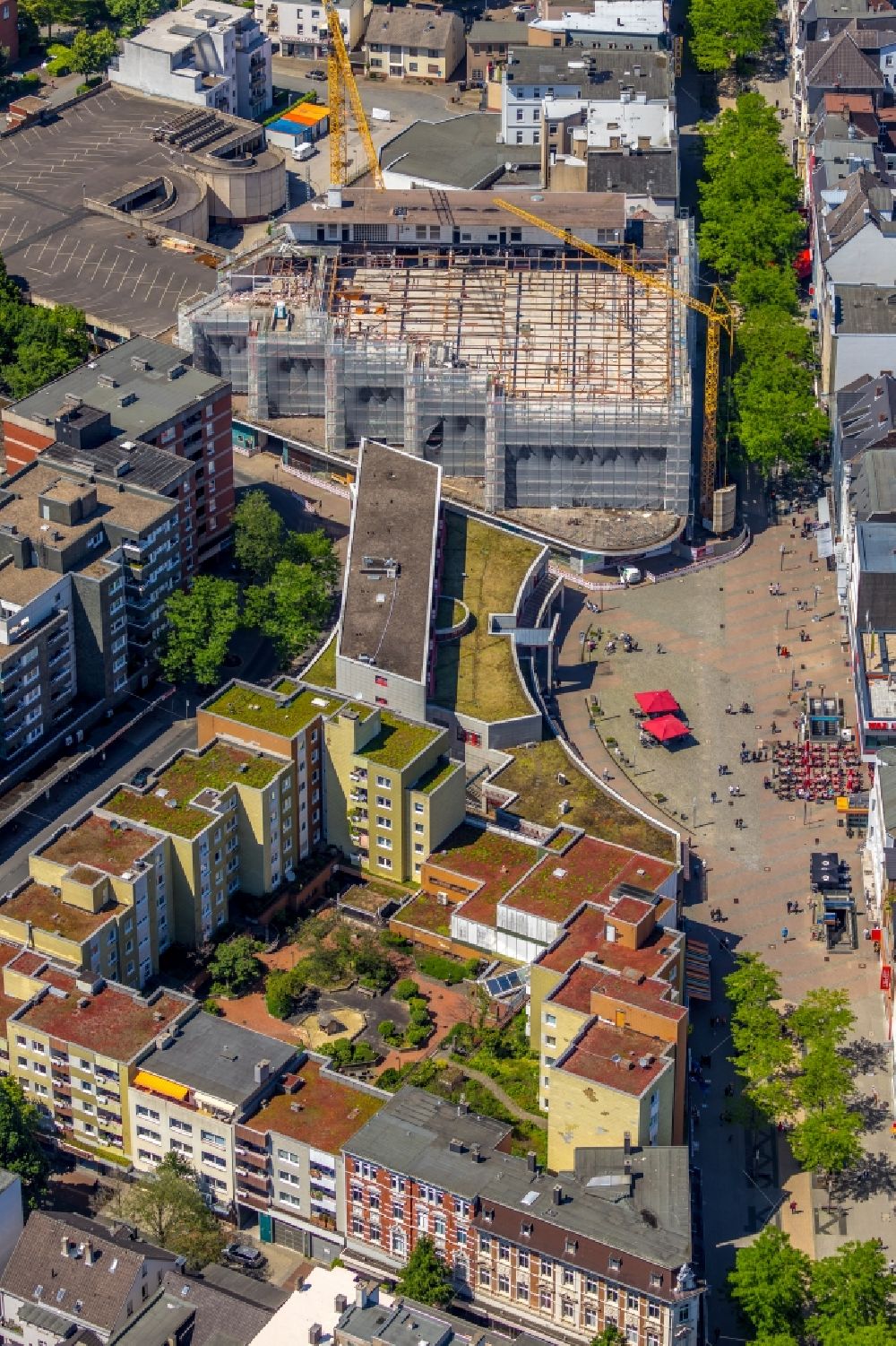 Luftbild Herne - Baustelle zum Umbau des ehemaligen Kaufhaus zu einem Büro- und Geschäftshaus in Herne im Bundesland Nordrhein-Westfalen, Deutschland