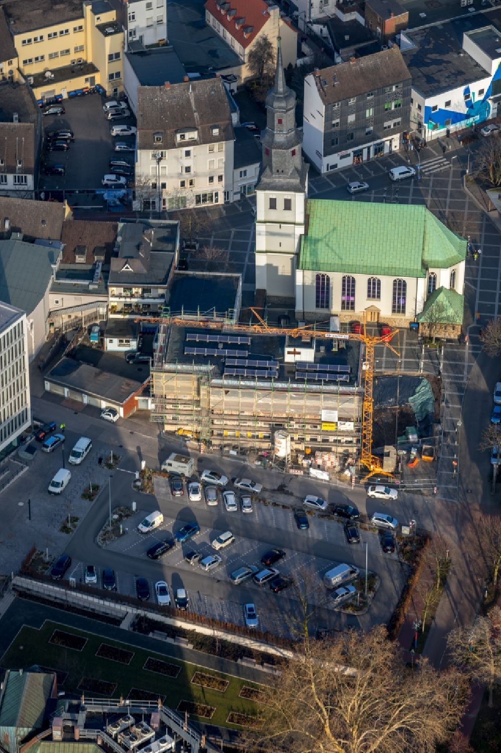 Luftbild Hamm - Baustelle zum Umbau am Gebäude des Kirchenbüro Evangelischer Kirchenkreis Hamm in Hamm im Bundesland Nordrhein-Westfalen, Deutschland