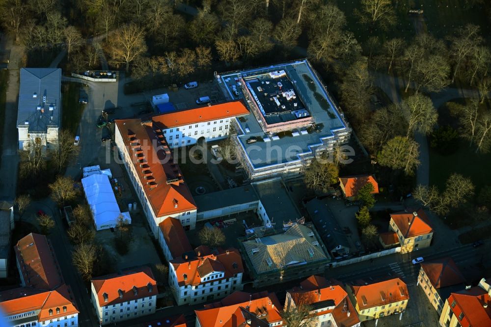 Luftbild Weimar - Baustelle zum Umbau Mensa Am Park in Weimar im Bundesland Thüringen, Deutschland