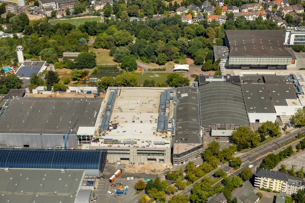 Essen von oben - Baustelle zum Umbau der Messe in Essen im Bundesland Nordrhein-Westfalen