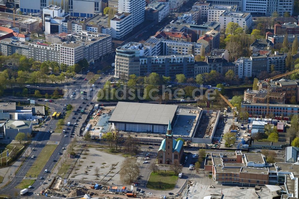 Luftaufnahme Berlin - Baustelle zum Umbau der Neue Nationalgalerie in Berlin, Deutschland