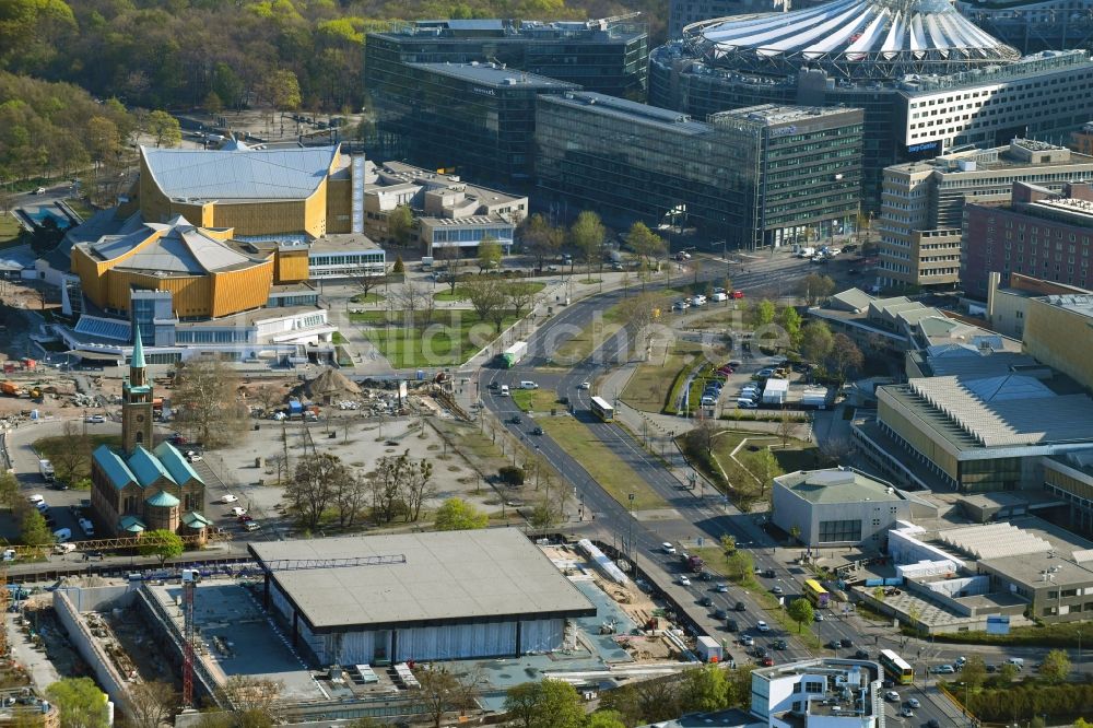 Luftaufnahme Berlin - Baustelle zum Umbau der Neue Nationalgalerie in Berlin, Deutschland