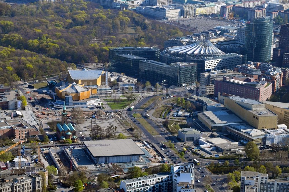 Berlin von oben - Baustelle zum Umbau der Neue Nationalgalerie in Berlin, Deutschland