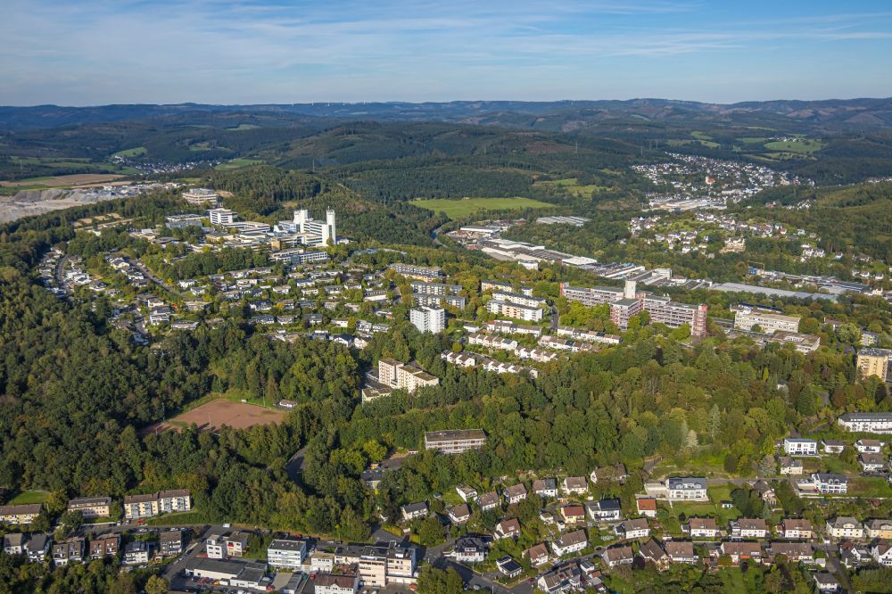 Luftbild Siegen - Baustelle zum Umbau mit Sanierungsarbeiten an der Universität Siegen in Siegen im Bundesland Nordrhein-Westfalen, Deutschland