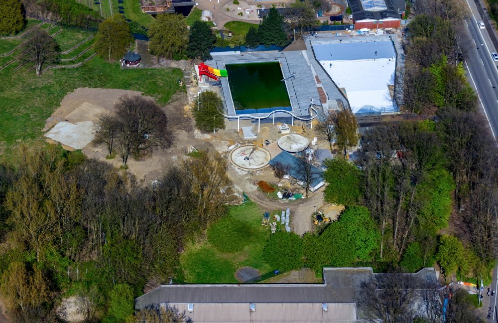 Luftaufnahme Oberhausen - Baustelle zum Umbau am Solbad Vonderort in Oberhausen im Bundesland Nordrhein-Westfalen, Deutschland