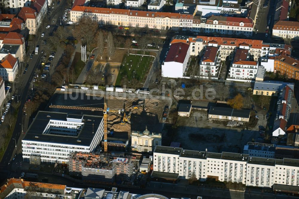 Potsdam von oben - Baustelle zum Wiederaufbau der Garnisonkirche Potsdam in Potsdam im Bundesland Brandenburg, Deutschland