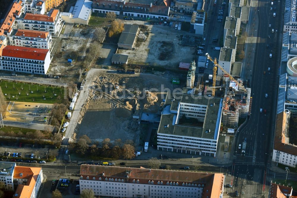 Potsdam aus der Vogelperspektive: Baustelle zum Wiederaufbau der Garnisonkirche Potsdam in Potsdam im Bundesland Brandenburg, Deutschland
