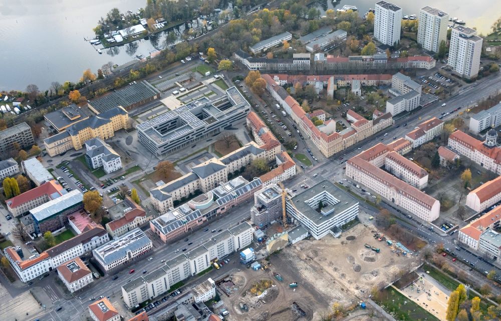 Potsdam von oben - Baustelle zum Wiederaufbau der Garnisonkirche Potsdam in Potsdam im Bundesland Brandenburg, Deutschland
