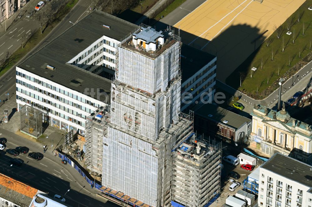 Luftaufnahme Potsdam - Baustelle zum Wiederaufbau der Garnisonkirche Potsdam in Potsdam im Bundesland Brandenburg, Deutschland