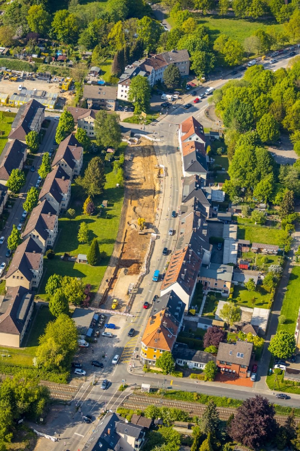 Luftbild Witten - Baustelle zur Erneuerung und Sanierung des Straßenverlaufes an der Pferdebachstraße in Witten im Bundesland Nordrhein-Westfalen, Deutschland
