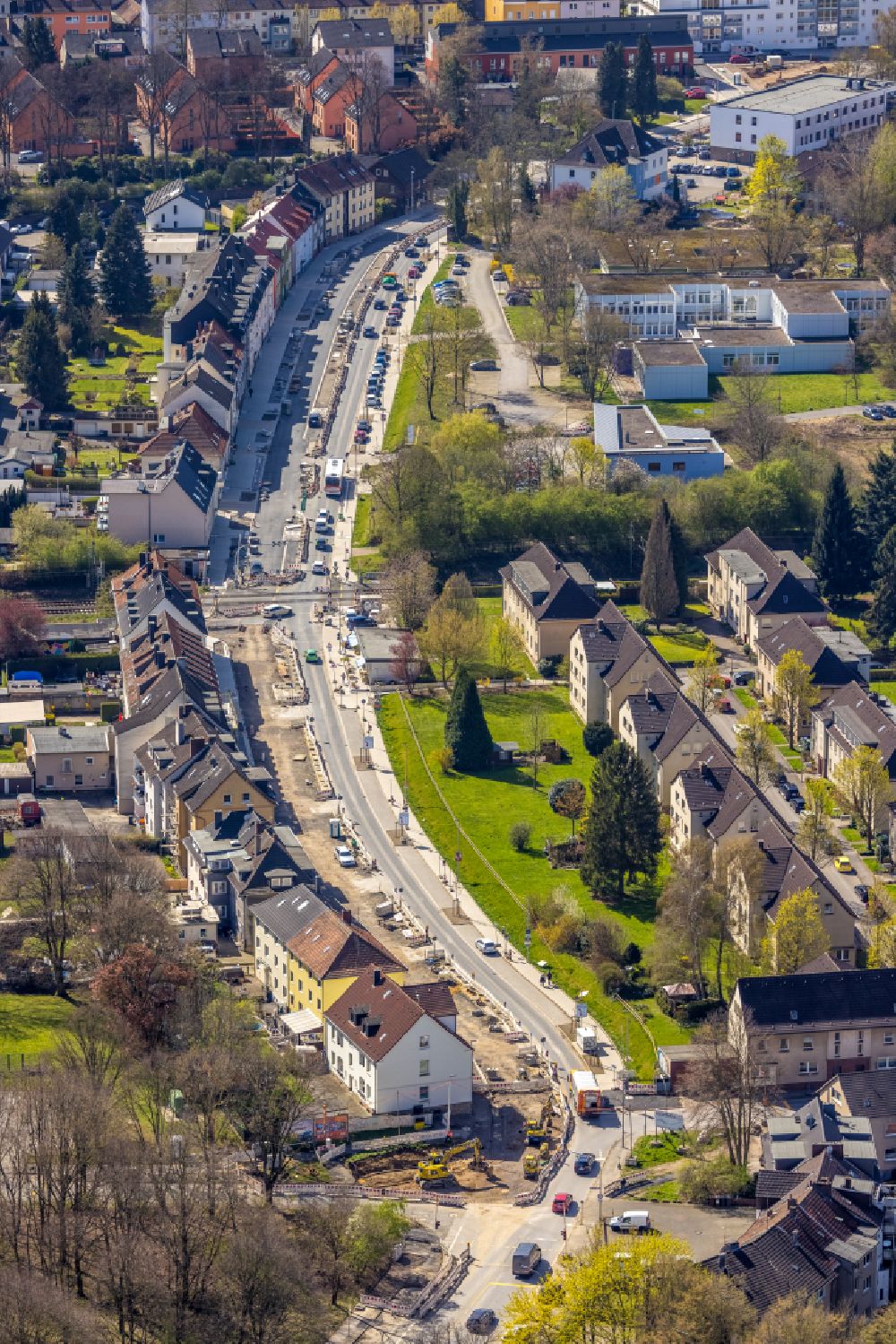 Luftbild Witten - Baustelle zur Erneuerung und Sanierung des Straßenverlaufes Pferdebachstraße in Witten im Bundesland Nordrhein-Westfalen, Deutschland