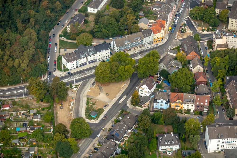 Luftbild Essen - Baustelle zur Erneuerung und Sanierung des Straßenverlaufes Schonnebeckhöfe in Essen im Bundesland Nordrhein-Westfalen, Deutschland