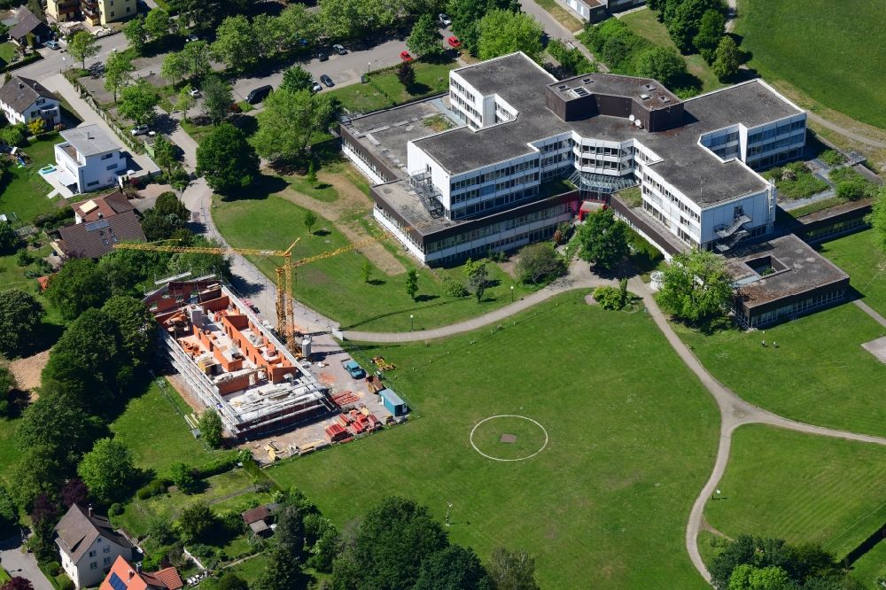 Luftaufnahme Bad Säckingen - Baustelle zur Errichtung eines KITA- Kindergarten in Bad Säckingen im Bundesland Baden-Württemberg, Deutschland