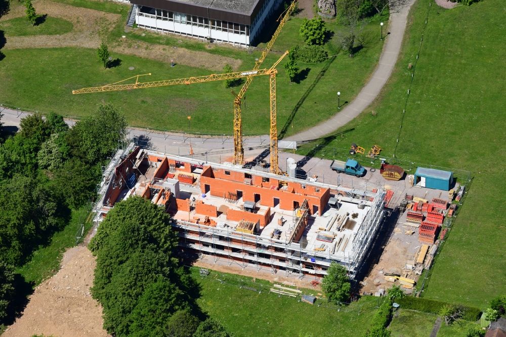 Luftaufnahme Bad Säckingen - Baustelle zur Errichtung eines KITA- Kindergarten in Bad Säckingen im Bundesland Baden-Württemberg, Deutschland