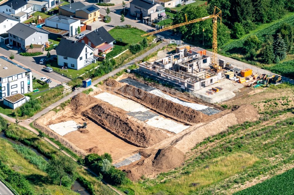 Luftbild Ettenheim - Baustelle zur Errichtung eines KITA- Kindergarten in Ettenheim im Bundesland Baden-Württemberg, Deutschland