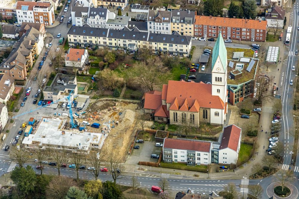 Gladbeck von oben - Baustelle zur Errichtung eines KITA- Kindergarten in Gladbeck im Bundesland Nordrhein-Westfalen, Deutschland