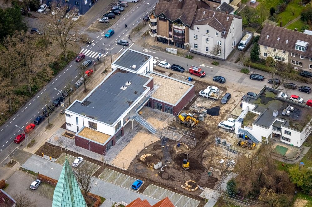 Luftaufnahme Gladbeck - Baustelle zur Errichtung eines KITA- Kindergarten in Gladbeck im Bundesland Nordrhein-Westfalen, Deutschland