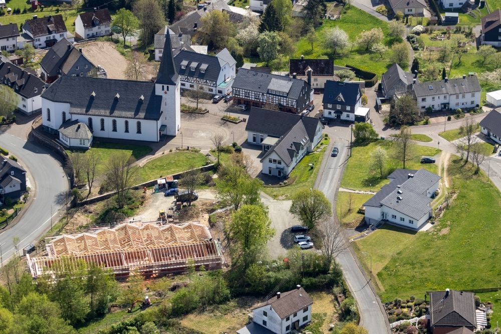 Luftaufnahme Irmgarteichen - Baustelle zur Errichtung eines KITA- Kindergarten in Irmgarteichen im Bundesland Nordrhein-Westfalen, Deutschland