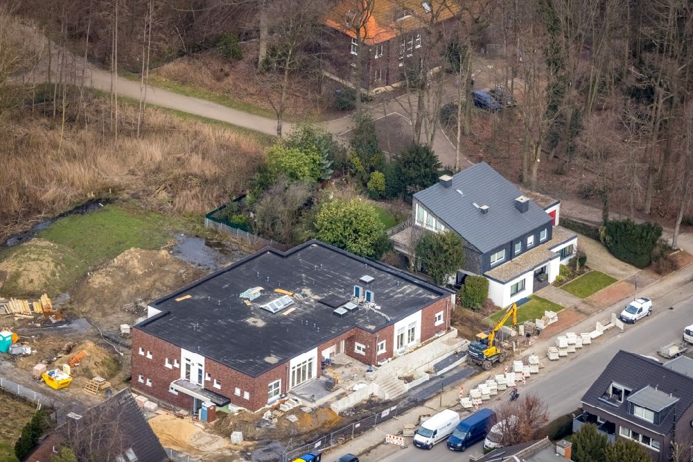 Luftaufnahme Kirchhellen - Baustelle zur Errichtung eines KITA- Kindergarten in Kirchhellen im Bundesland Nordrhein-Westfalen, Deutschland