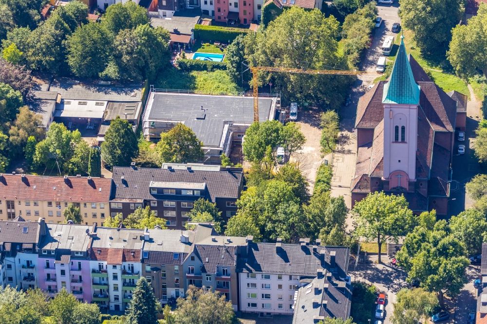 Luftbild Bochum - Baustelle zur Errichtung eines KITA- Kindergarten im Ortsteil Hamme in Bochum im Bundesland Nordrhein-Westfalen, Deutschland