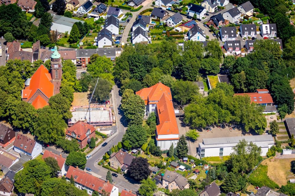 Gelsenkirchen von oben - Baustelle zur Errichtung eines KITA- Kindergarten im Ortsteil Hassel in Gelsenkirchen im Bundesland Nordrhein-Westfalen, Deutschland