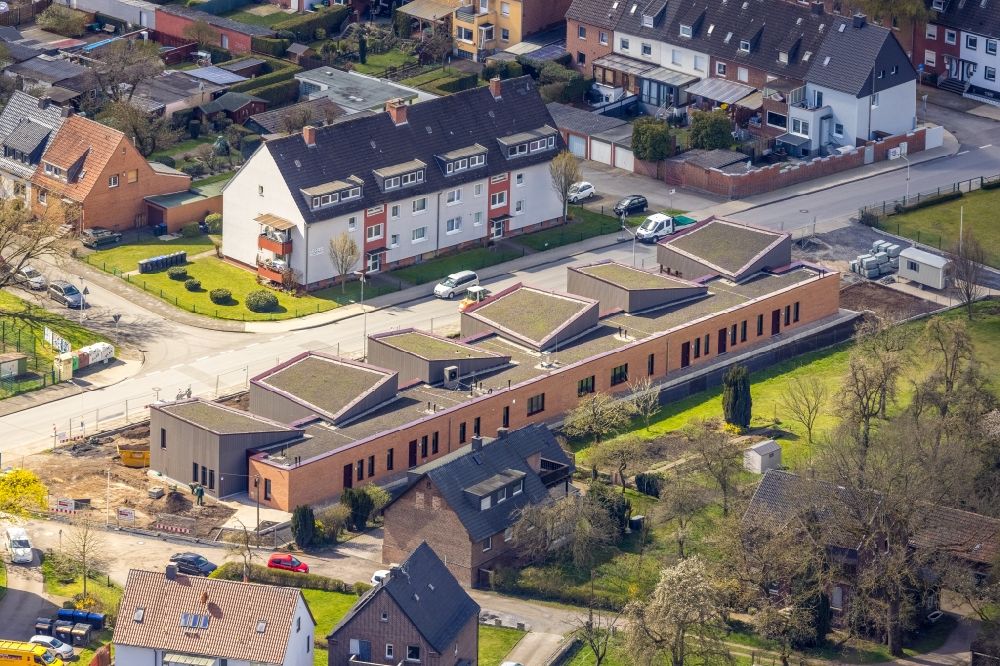 Hamm von oben - Baustelle zur Errichtung eines KITA- Kindergarten im Ortsteil Heessen in Hamm im Bundesland Nordrhein-Westfalen, Deutschland