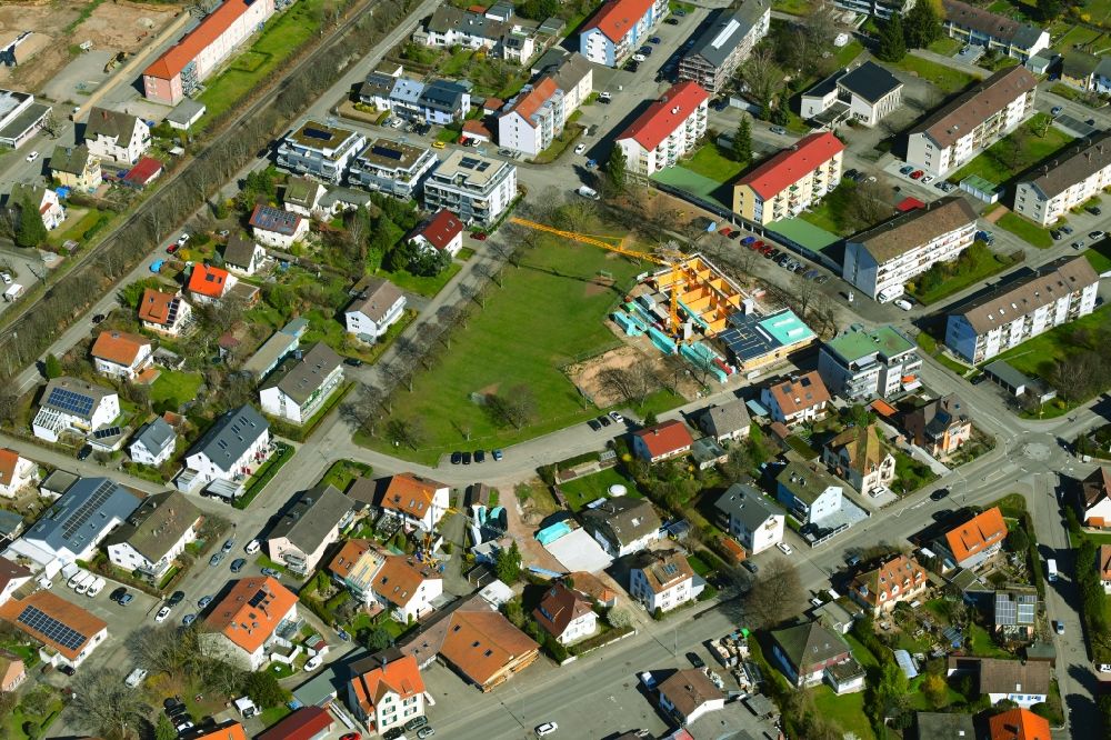 Luftaufnahme Schopfheim - Baustelle zur Errichtung eines KITA- Kindergarten in Schopfheim im Bundesland Baden-Württemberg, Deutschland