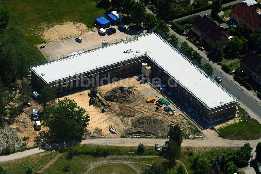 Luftbild Wildau - Baustelle zur Errichtung eines KITA- Kindergarten in Wildau im Bundesland Brandenburg, Deutschland