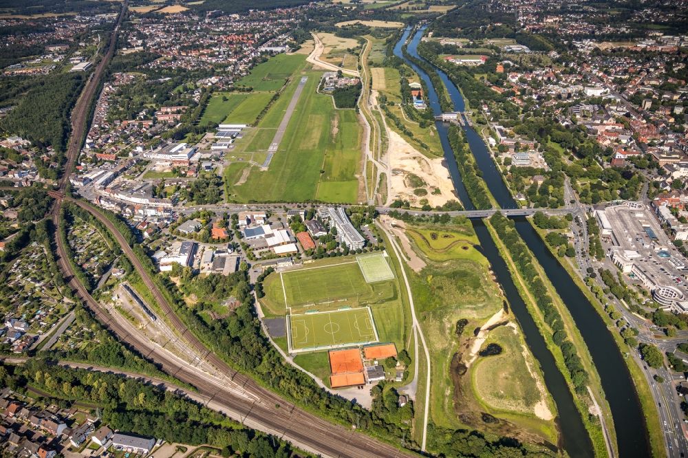 Hamm aus der Vogelperspektive: Baustelle zur Errichtung einer neuen Parkanlage des Erlebnisraum Lippeaue entlang der Lippe in Hamm im Bundesland Nordrhein-Westfalen, Deutschland