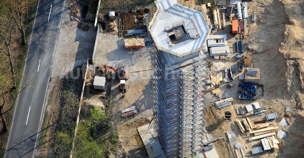 Luftaufnahme PRÖTZEL OT Heidekrug - Baustelle zur Errichtung eines Wetterradarturmes des DWD auf dem Gelände der ehemaligen Kaserne Heidekrug