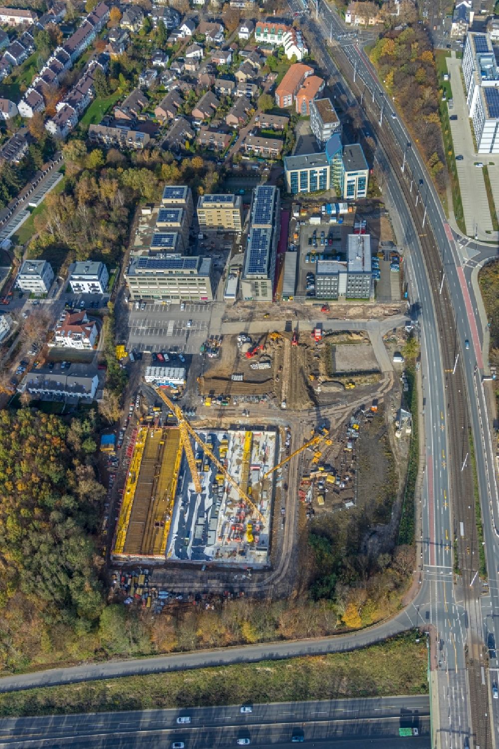 Luftbild Bochum - Baustelle zur Mischbebauung der Wohngebiets- und Gewerbeflächen auf dem Seven-Stones-Areal in Bochum im Bundesland Nordrhein-Westfalen, Deutschland