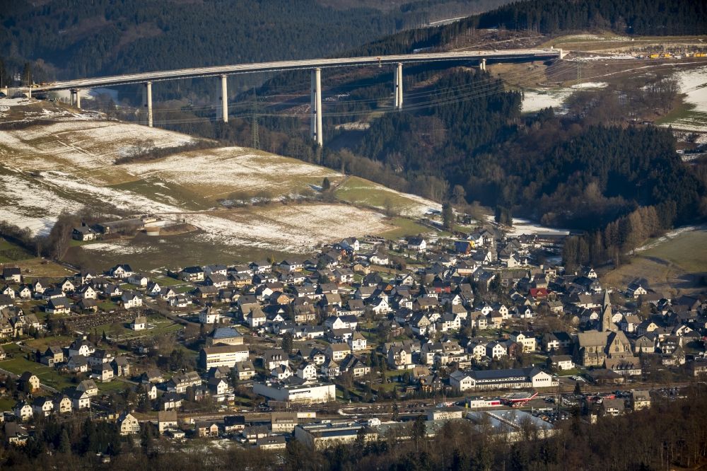 Bestwig von oben - Baustelle zur Modernisierung der A46 in Bestwig im Bundesland Nordrhein-Westfalen