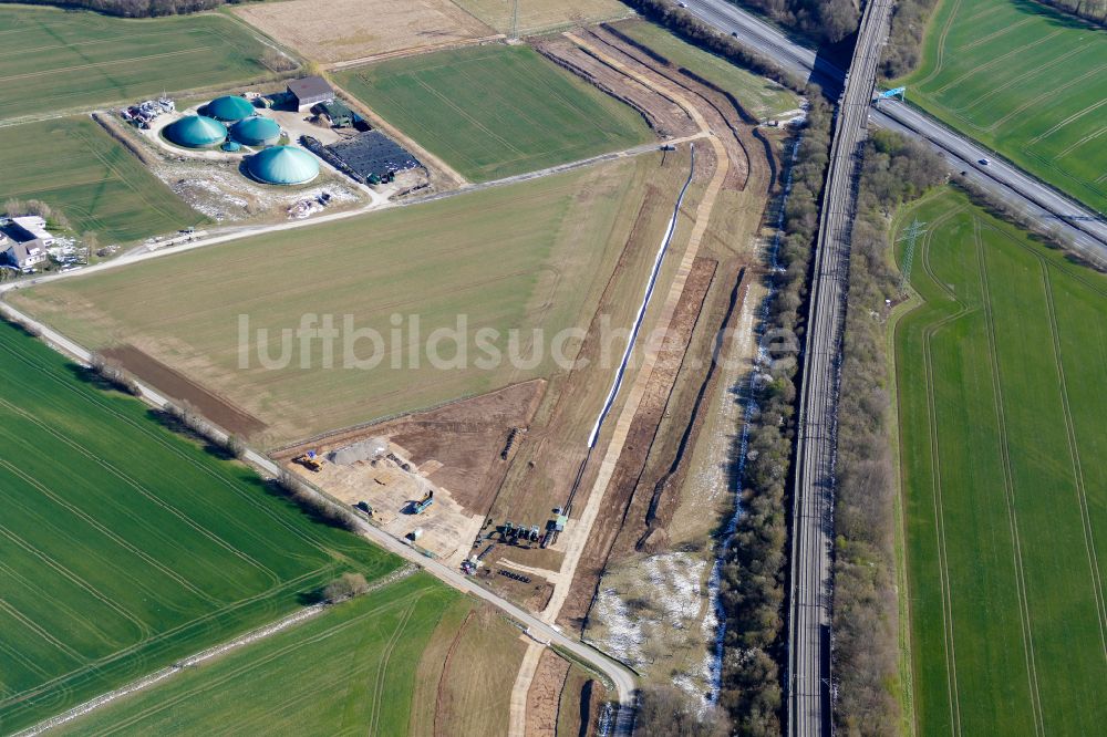 Luftbild Göttingen - Baustelle zur Strommast- Montage in Göttingen im Bundesland Niedersachsen, Deutschland