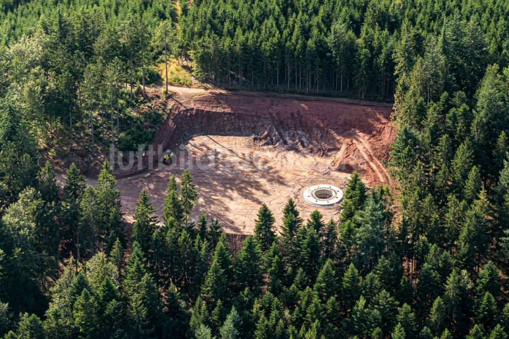 Luftbild Schuttertal - Baustelle zur Windrad- Fundamente Erdarbeiten in Schuttertal im Bundesland Baden-Württemberg, Deutschland